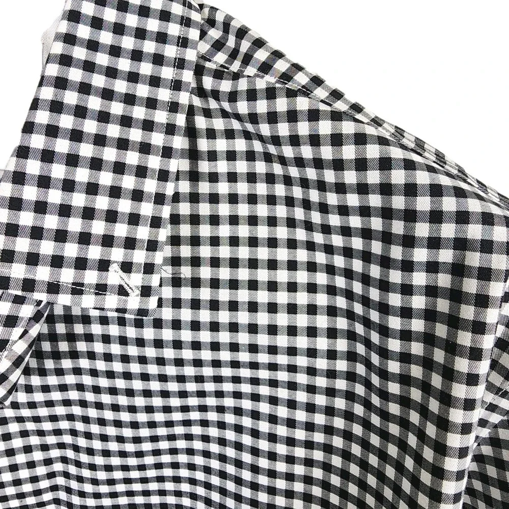 Banana Republic Button Down Shirt Mens XL‎ Black White Check Slim Fit Non Iron